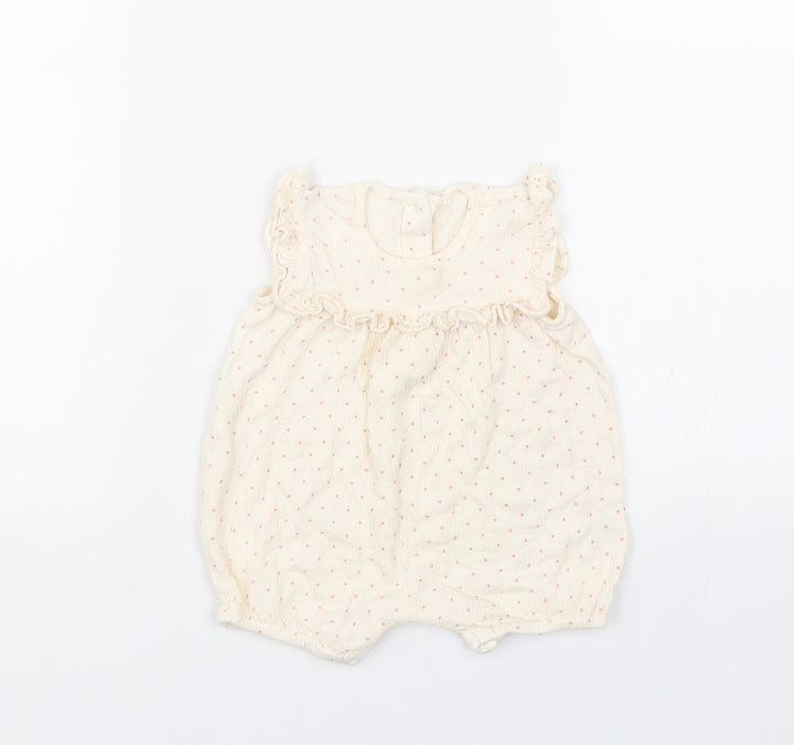 George Girls Beige Spotted  Babygrow One-Piece Size 3-6 Months