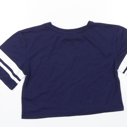 Matalan Girls Blue Striped  Cropped T-Shirt Size 10 Years
