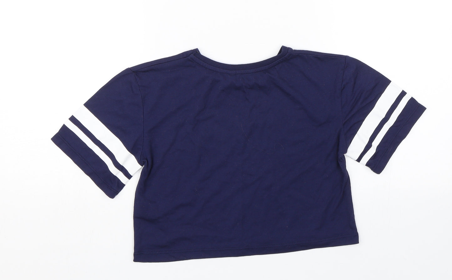 Matalan Girls Blue Striped  Cropped T-Shirt Size 10 Years