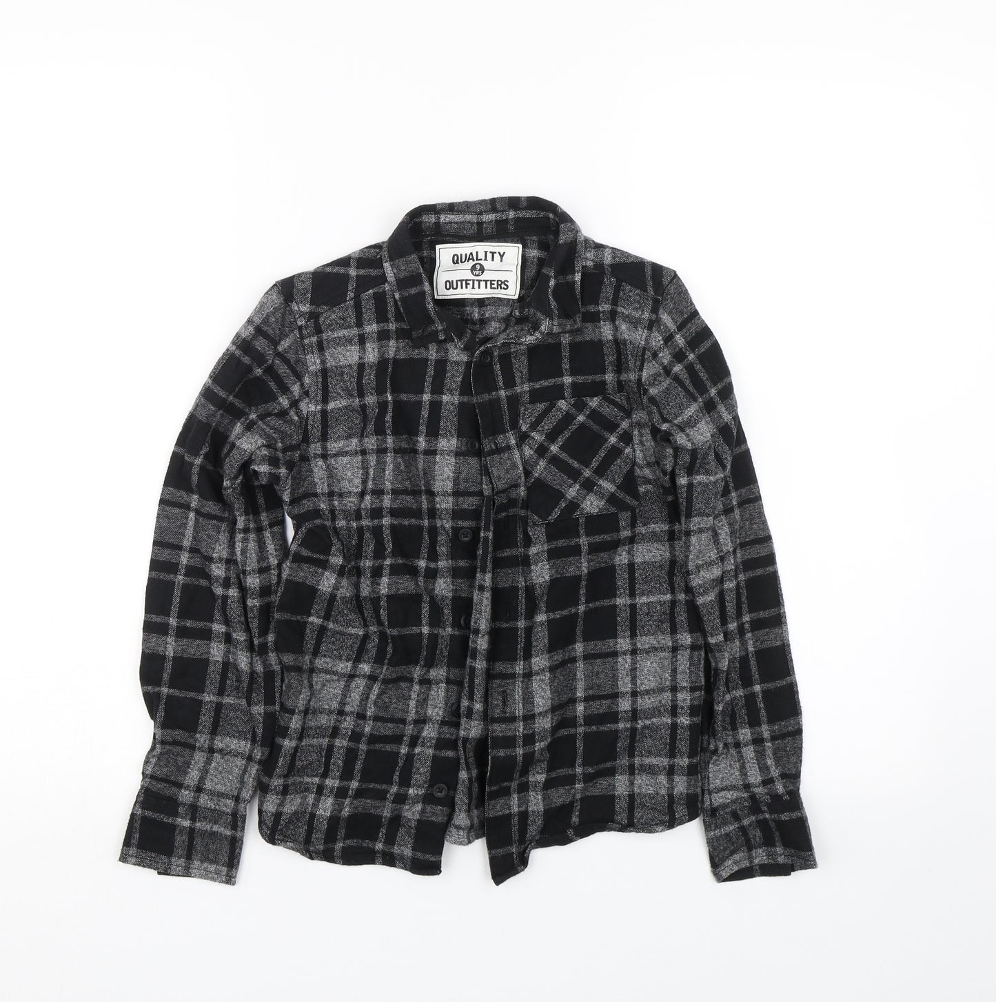 Matalan Boys Grey Check  Basic Button-Up Size 9 Years
