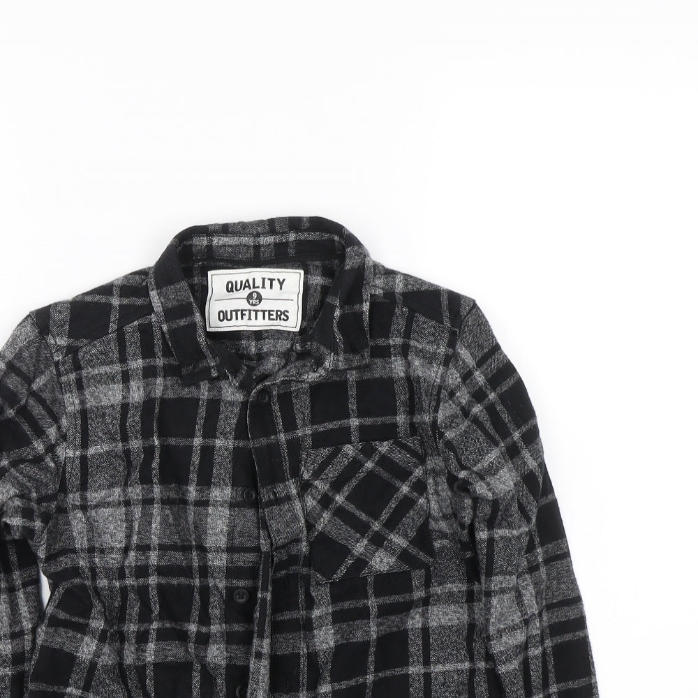 Matalan Boys Grey Check  Basic Button-Up Size 9 Years
