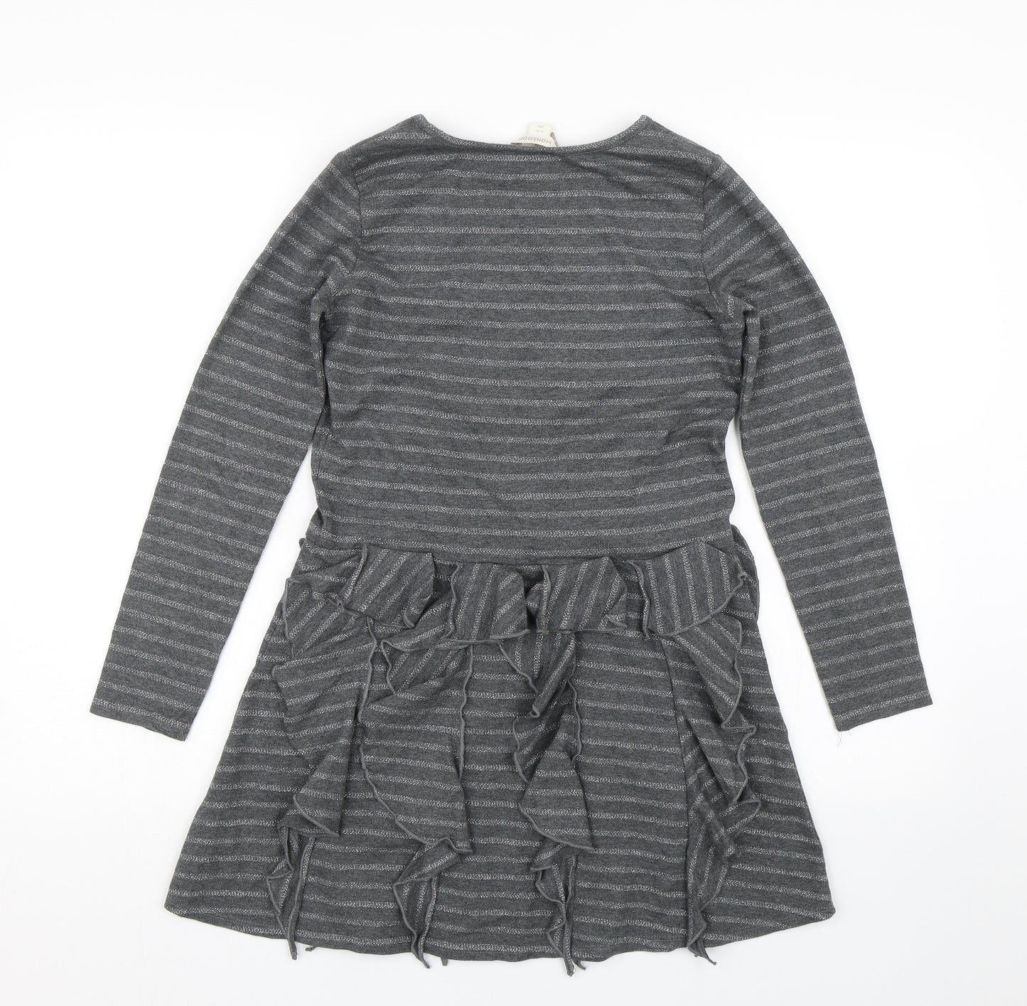 Monsoon Girls Grey Striped  T-Shirt Dress  Size 11-12 Years  - Unicorn