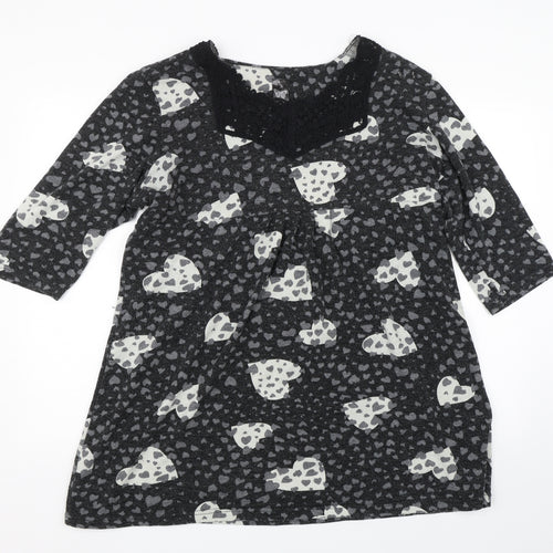 Yours Womens Grey Polka Dot  Basic T-Shirt Size 20  - hearts