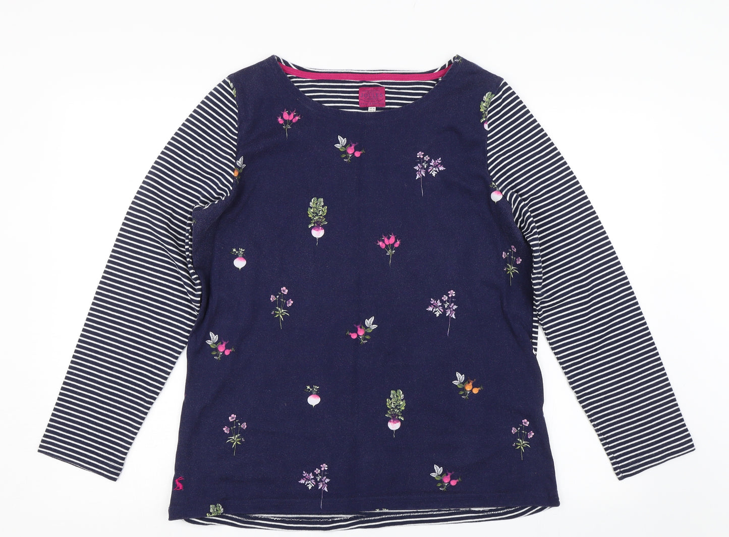 Joules Womens Blue Striped  Basic T-Shirt Size 16