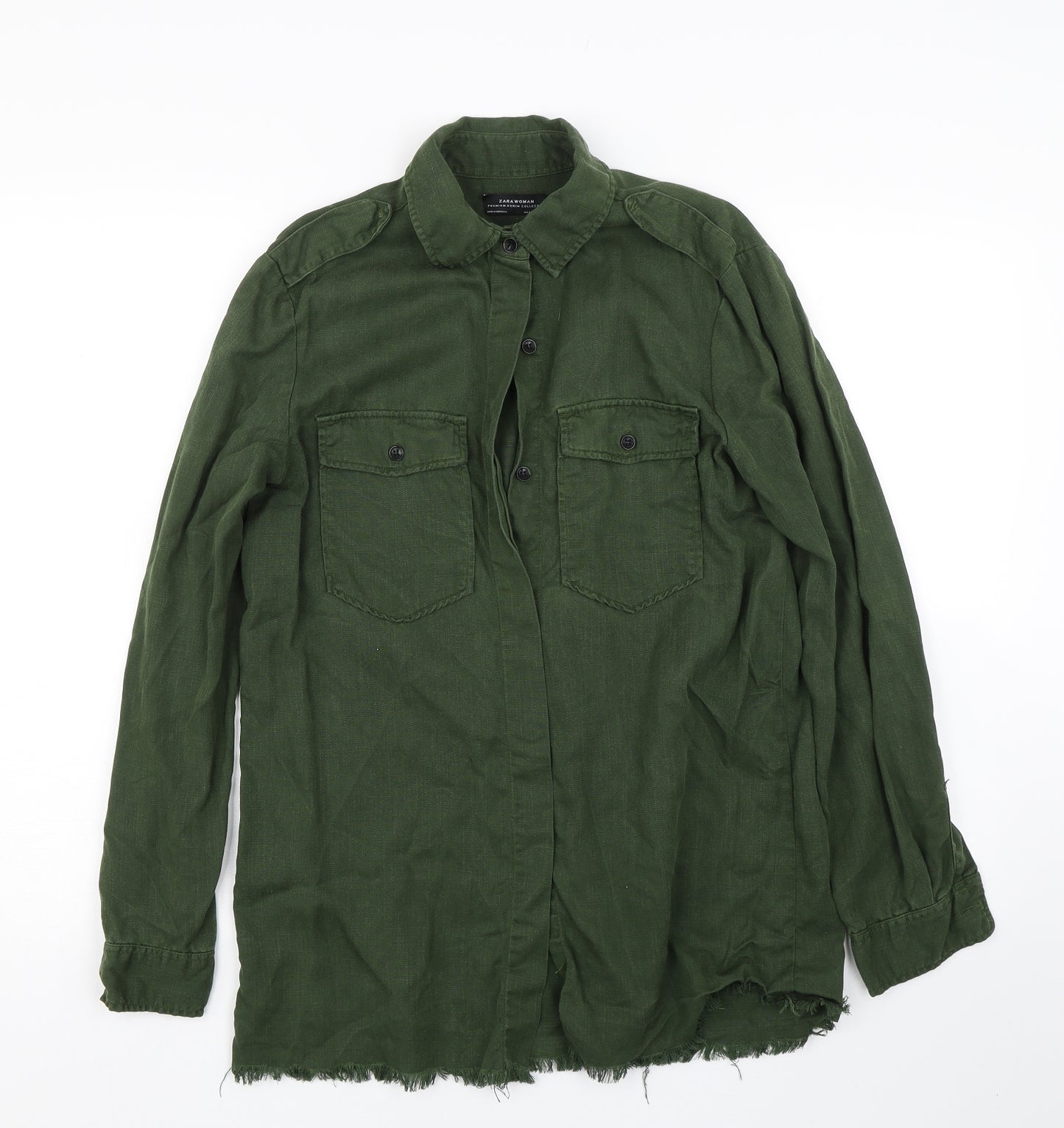 Zara Womens Green   Basic Button-Up Size S
