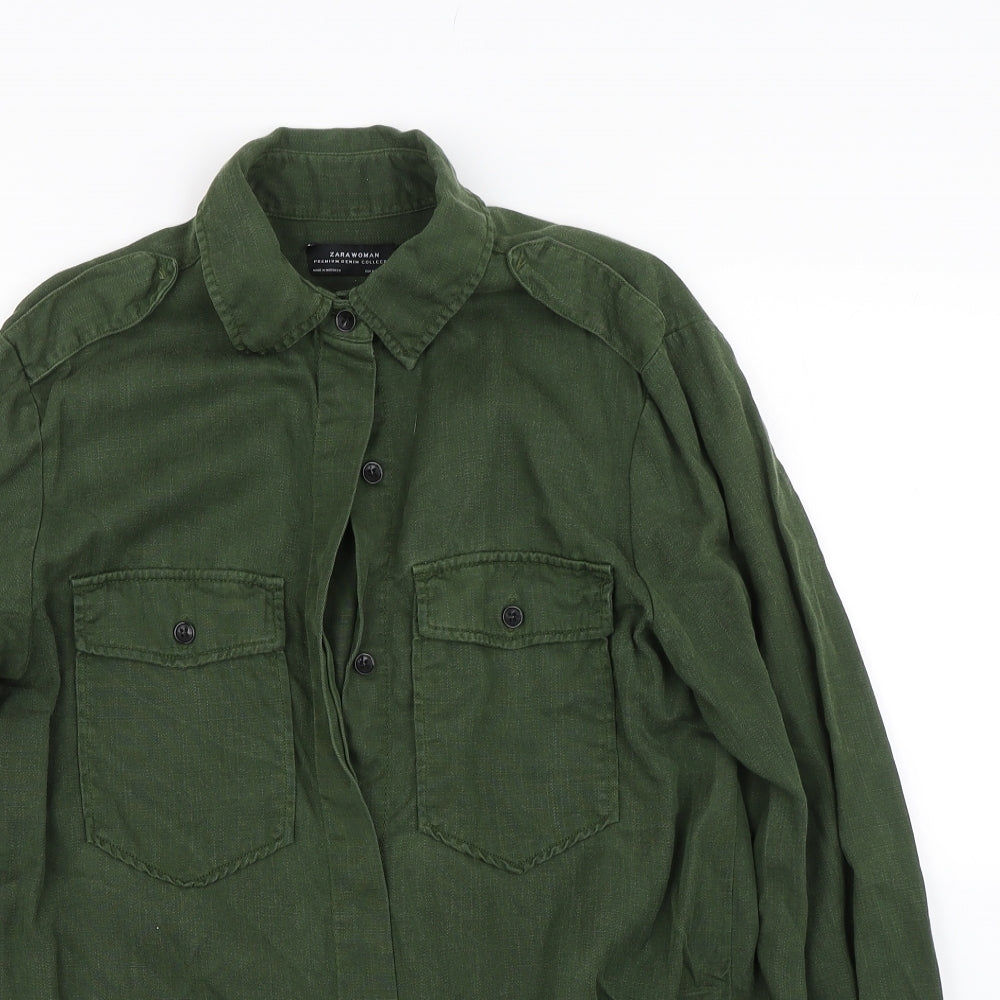 Zara Womens Green   Basic Button-Up Size S