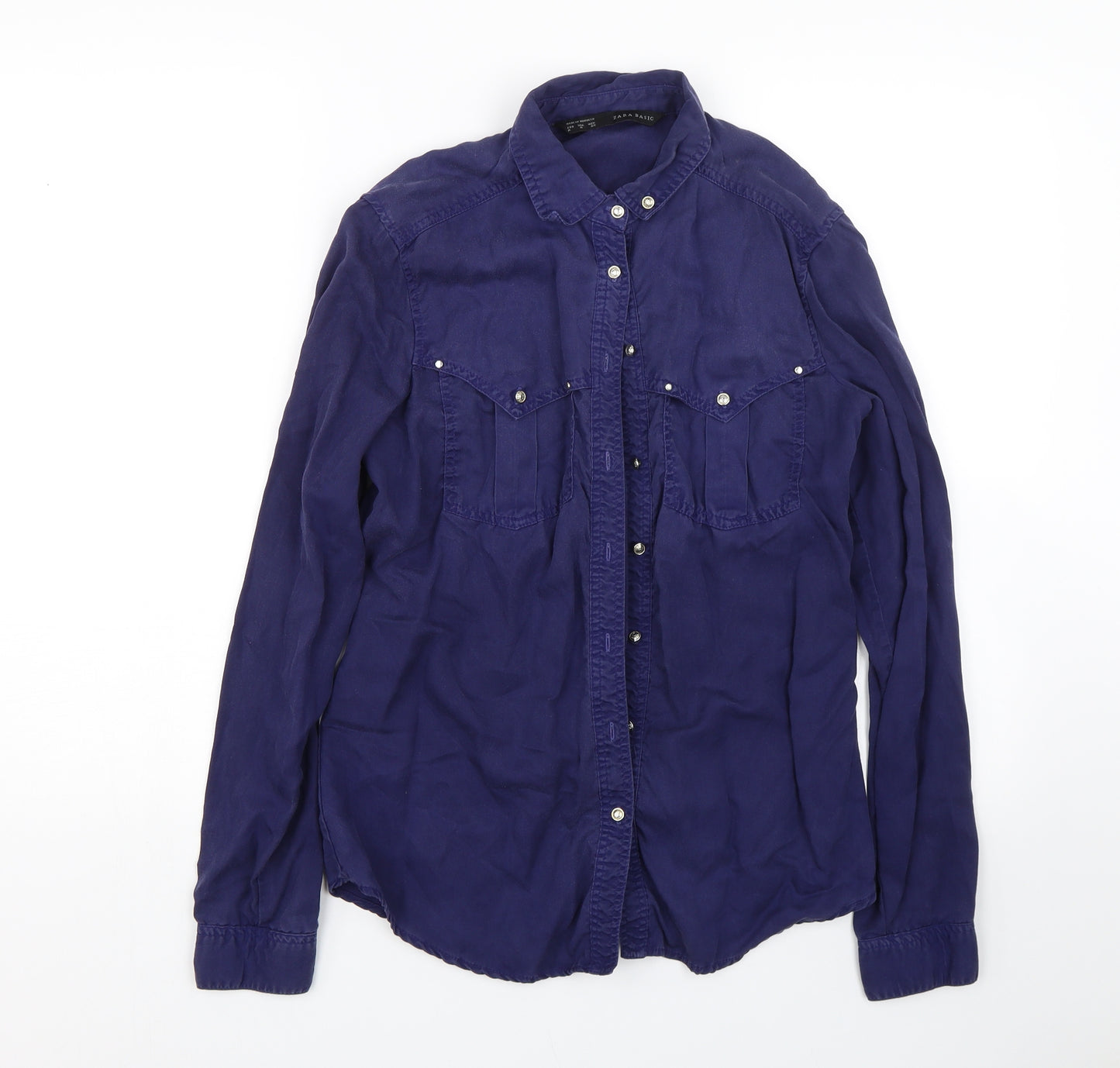 Zara Womens Blue   Basic Button-Up Size M