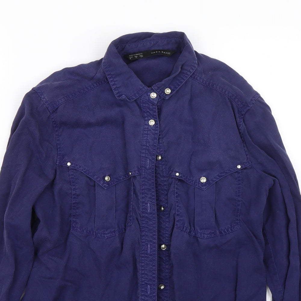 Zara Womens Blue   Basic Button-Up Size M