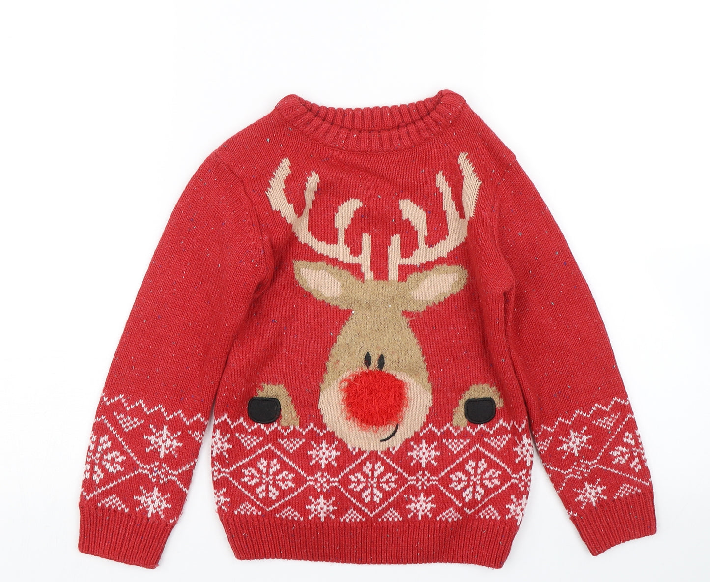 NEXT Boys Red Fair Isle  Pullover Jumper Size 5 Years  - Christmas