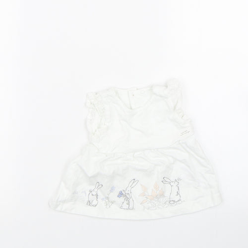 TU Girls White   Tank Dress  Size 3-6 Months  - Rabbits