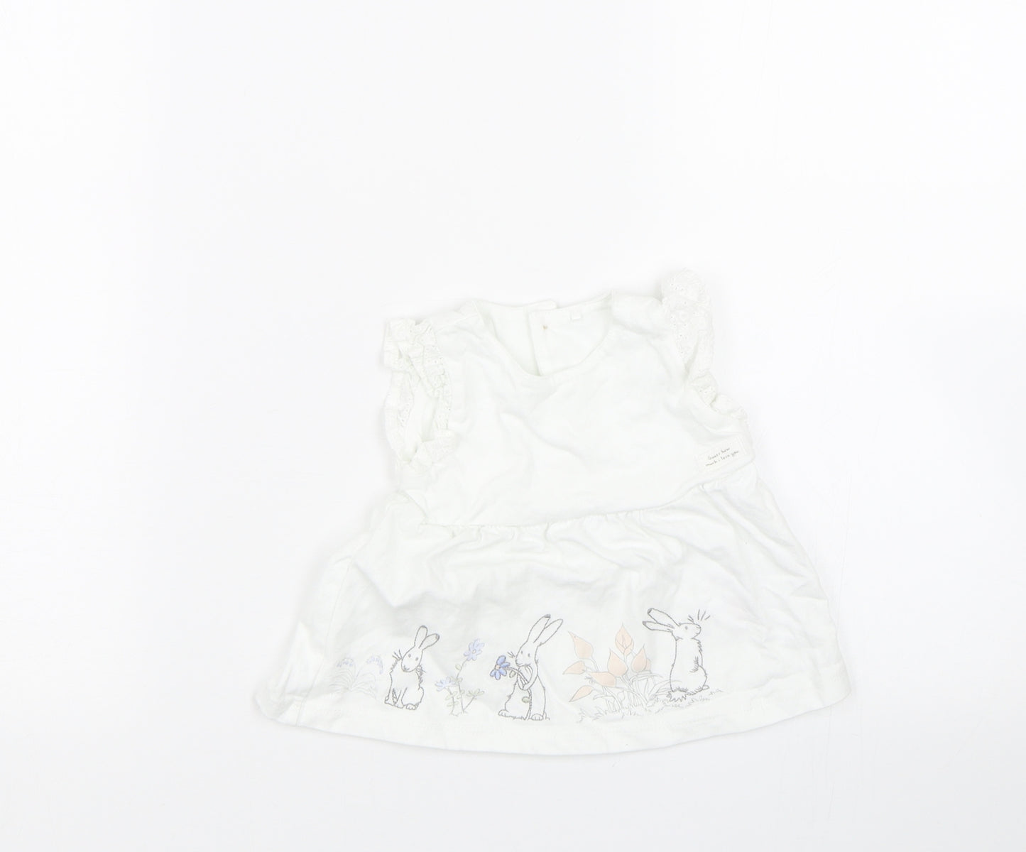 TU Girls White   Tank Dress  Size 3-6 Months  - Rabbits