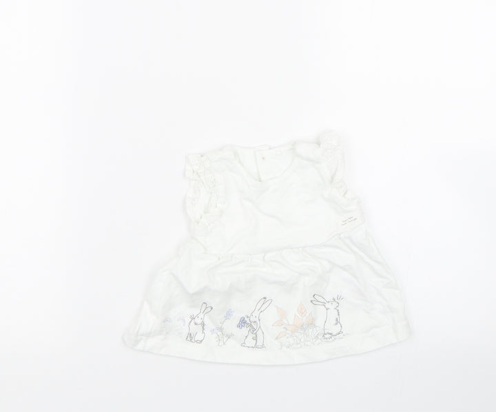 TU Girls White Tank Dress Size 3-6 Months - Rabbits