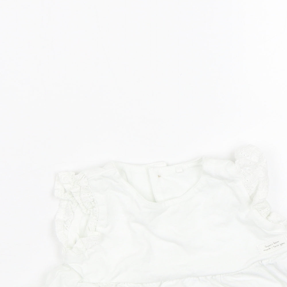 TU Girls White   Tank Dress  Size 3-6 Months  - Rabbits
