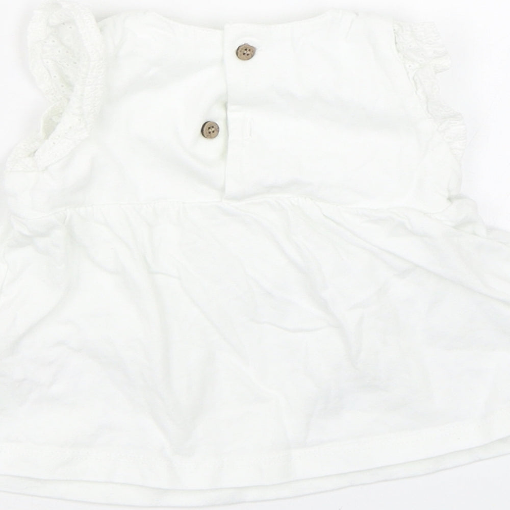 TU Girls White   Tank Dress  Size 3-6 Months  - Rabbits