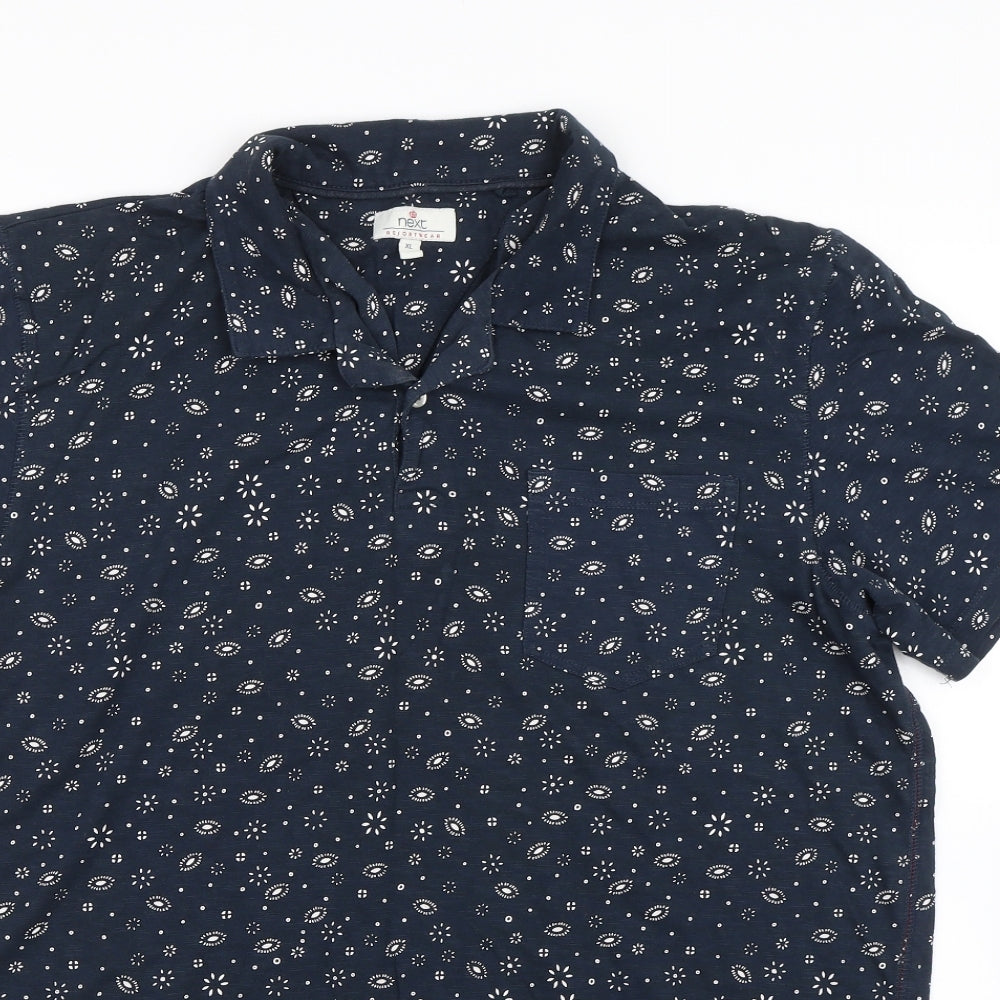 NEXT Mens Blue Paisley   Polo Size XL