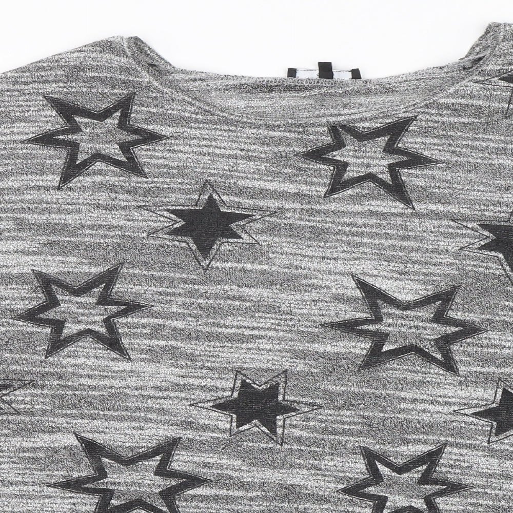 New Look Womens Grey Geometric  Basic T-Shirt Size 20