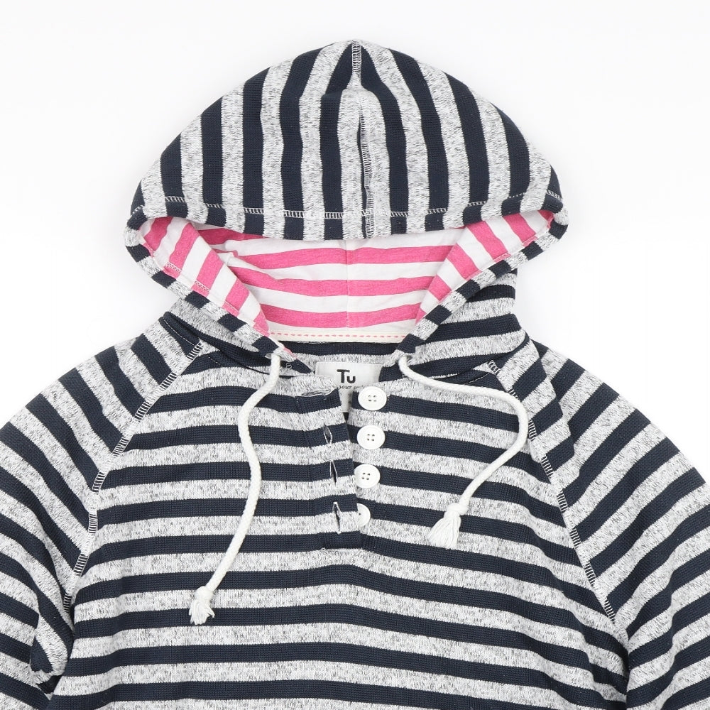 TU Womens Blue Striped  Pullover Hoodie Size 16