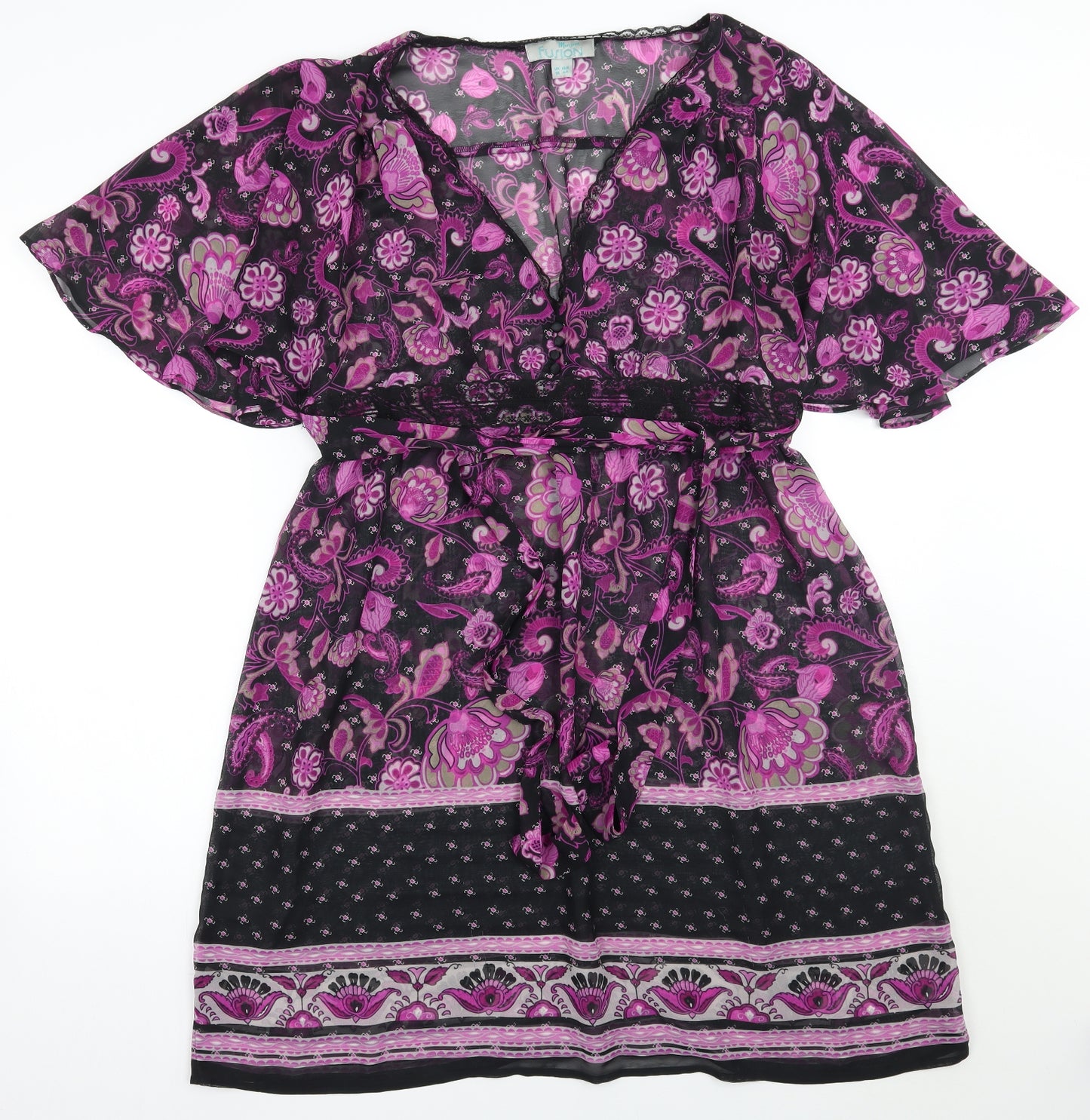 Monsoon Womens Black Floral  A-Line  Size 16