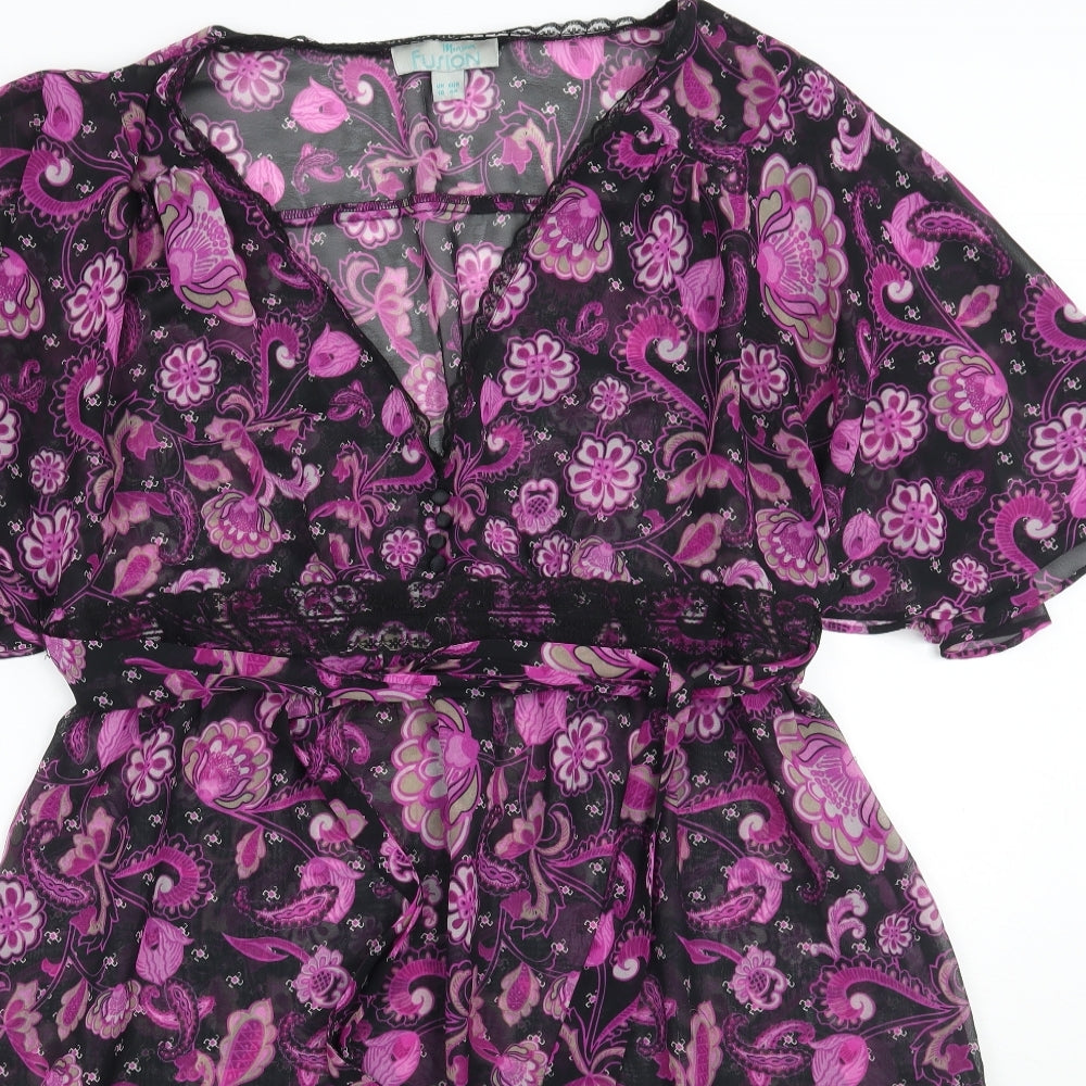 Monsoon Womens Black Floral  A-Line  Size 16