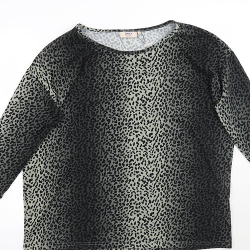 Only Womens Grey Animal Print  Pullover Jumper Size M