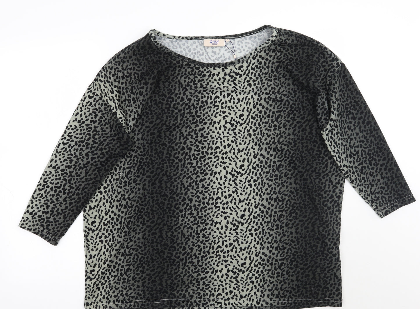 Only Womens Grey Animal Print  Pullover Jumper Size M