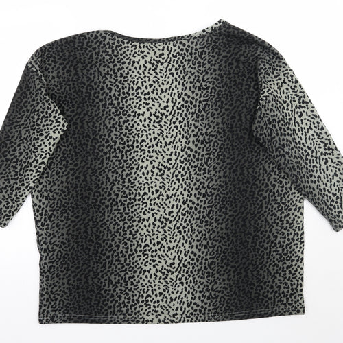 Only Womens Grey Animal Print  Pullover Jumper Size M