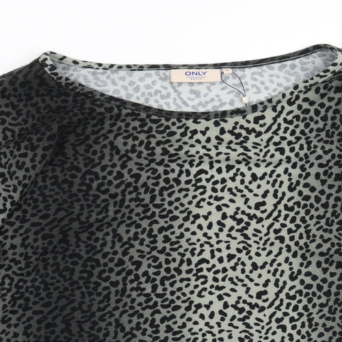 Only Womens Grey Animal Print  Pullover Jumper Size M