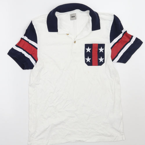 ASOS Mens White Striped   Polo Size S