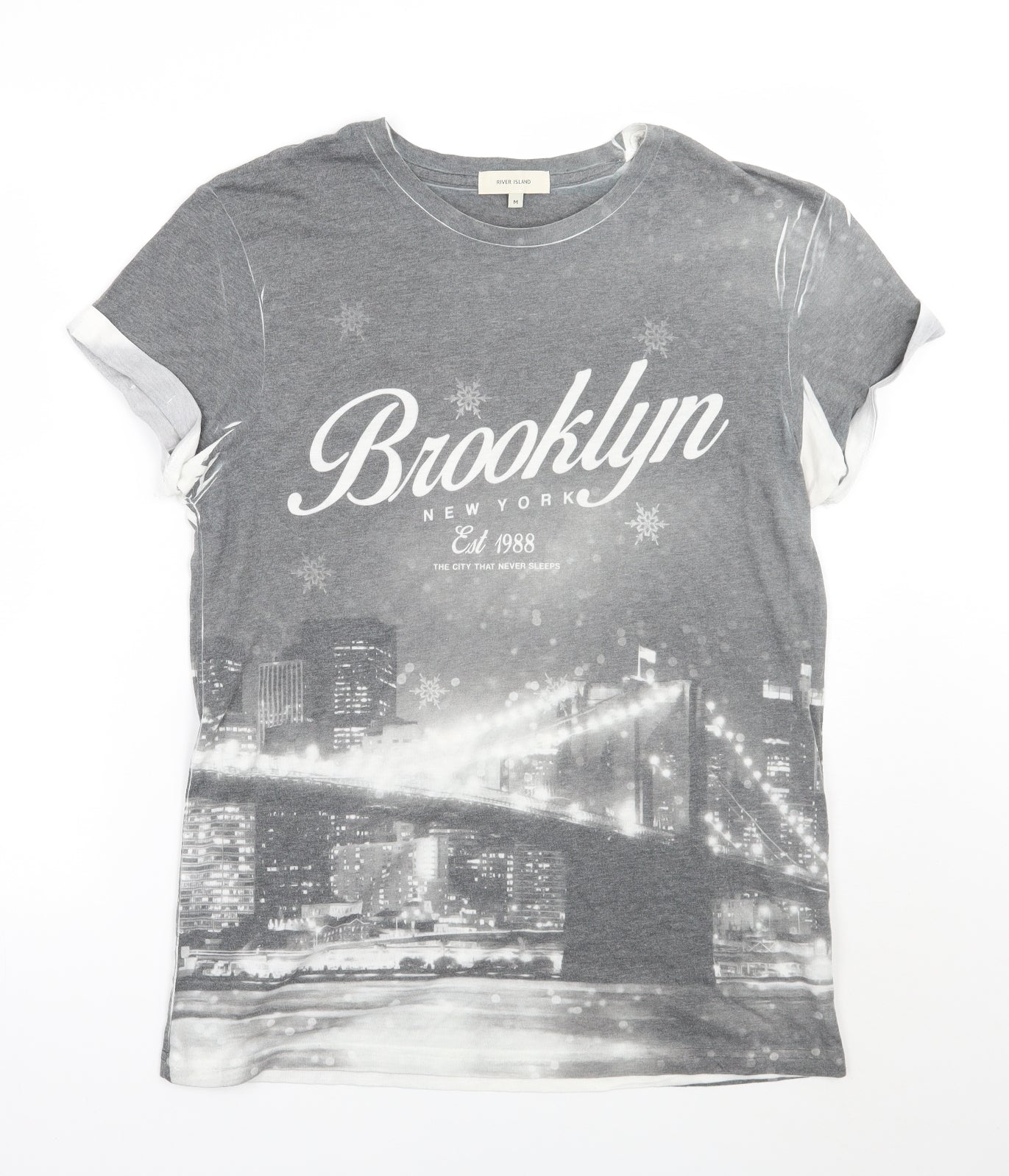 River Island Mens Grey    T-Shirt Size M