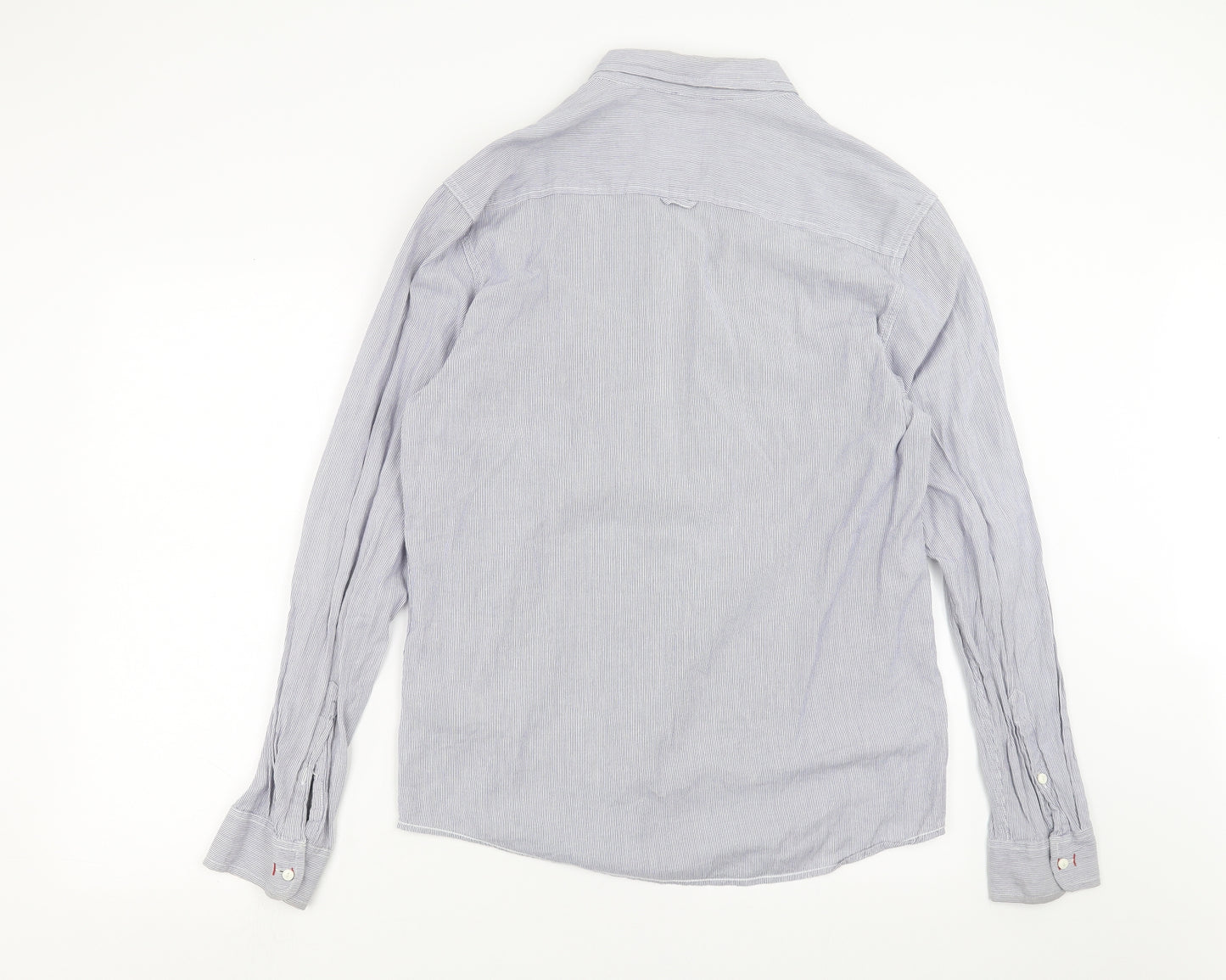 SoulCal&Co Mens Blue Striped   Button-Up Size L