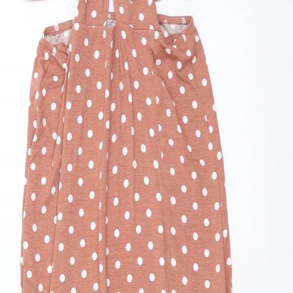 ASOS Womens Pink Polka Dot  T-Shirt Dress  Size 6  - Cut Out Waist