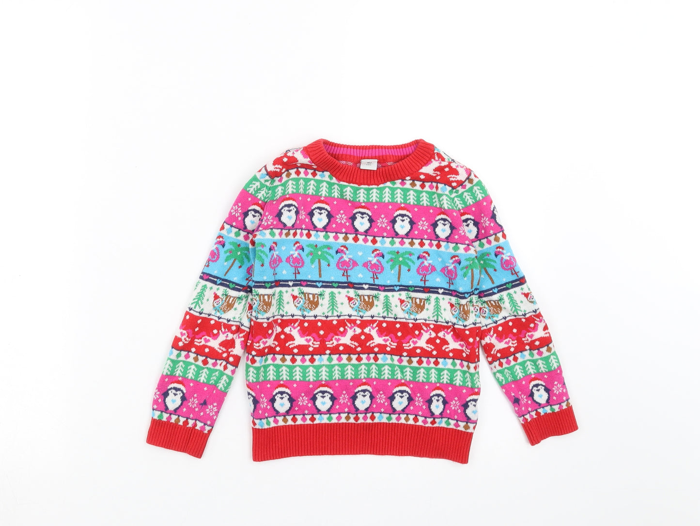 TU Girls Multicoloured  Knit Pullover Jumper Size 5-6 Years  - christmas