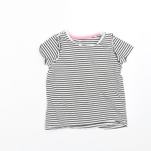 TU Girls Black Striped  Basic T-Shirt Size 5-6 Years