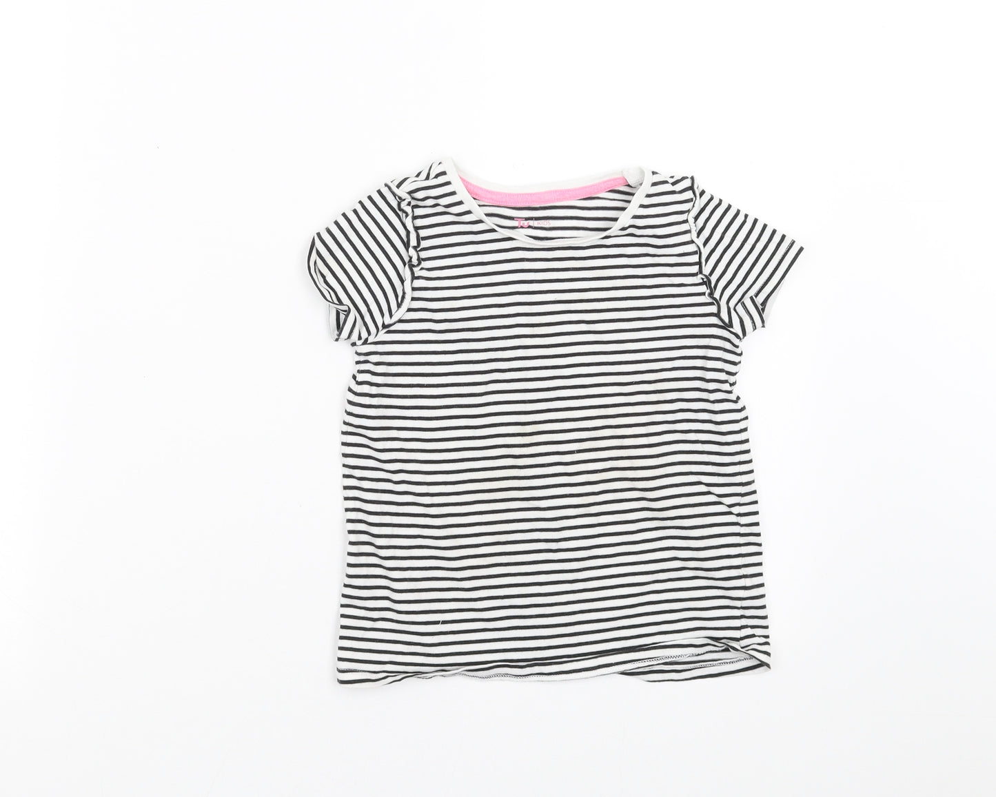 TU Girls Black Striped  Basic T-Shirt Size 5-6 Years