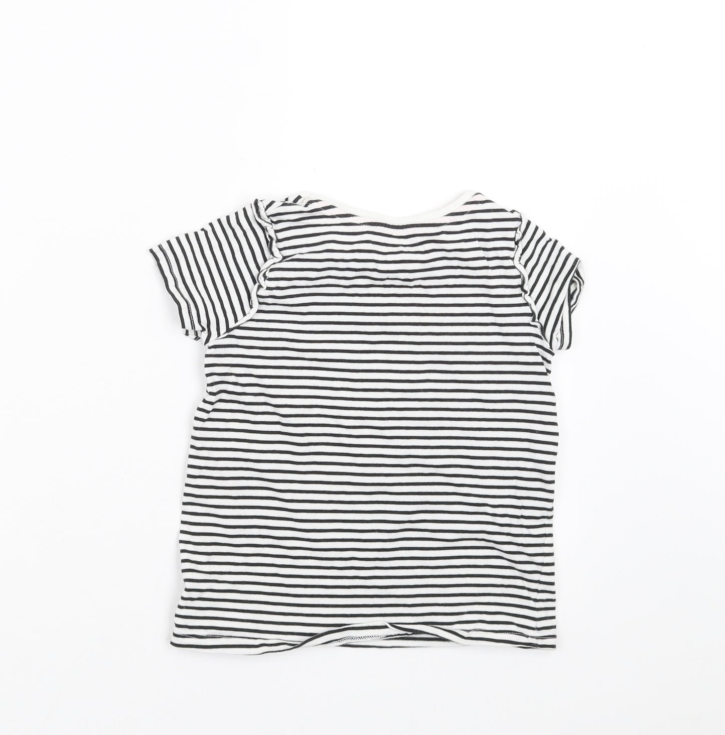 TU Girls Black Striped  Basic T-Shirt Size 5-6 Years
