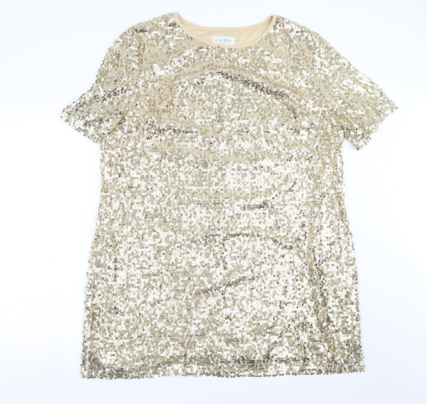 In the Style Womens Gold   T-Shirt Dress  Size 20  - sequins