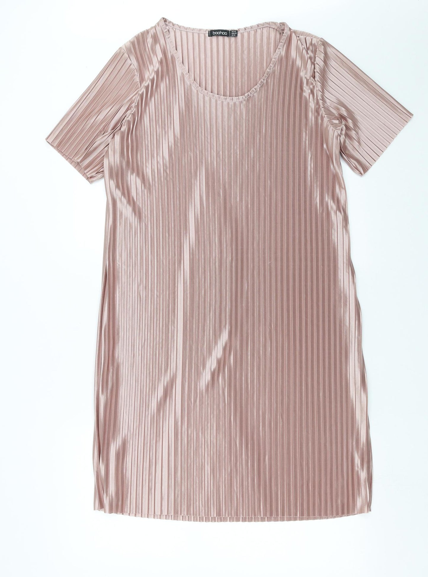 Boohoo Womens Pink  Rayon T-Shirt Dress  Size 16  - pleated