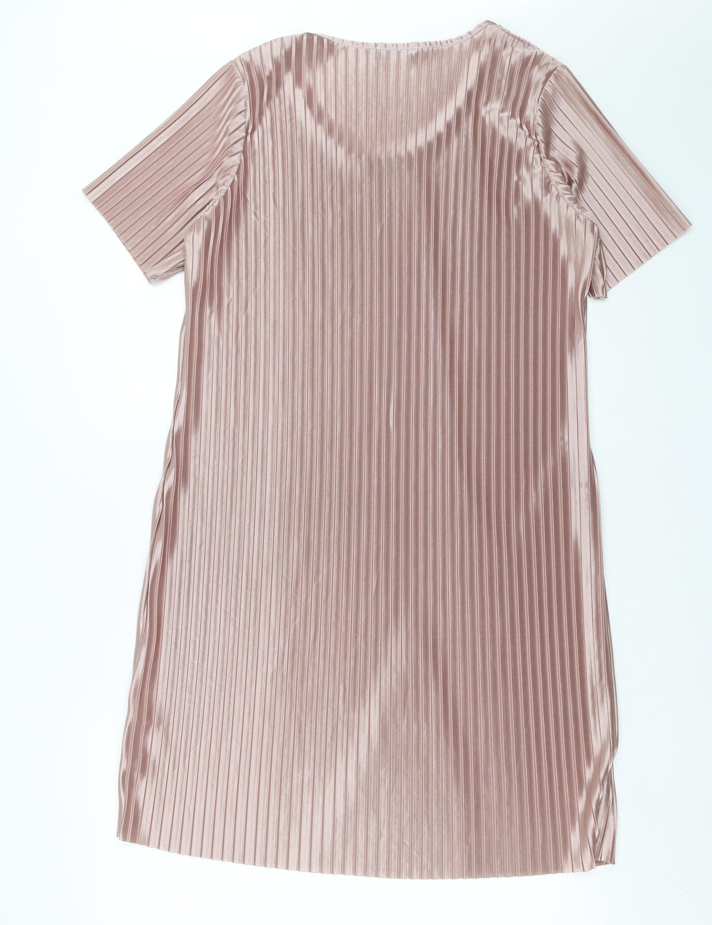 Boohoo Womens Pink  Rayon T-Shirt Dress  Size 16  - pleated