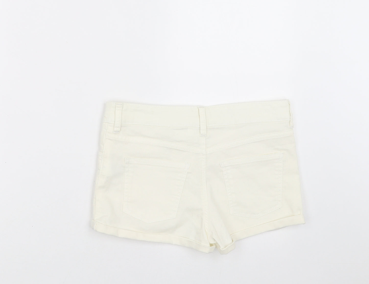 H&M Womens Ivory  Denim Hot Pants Shorts Size 8