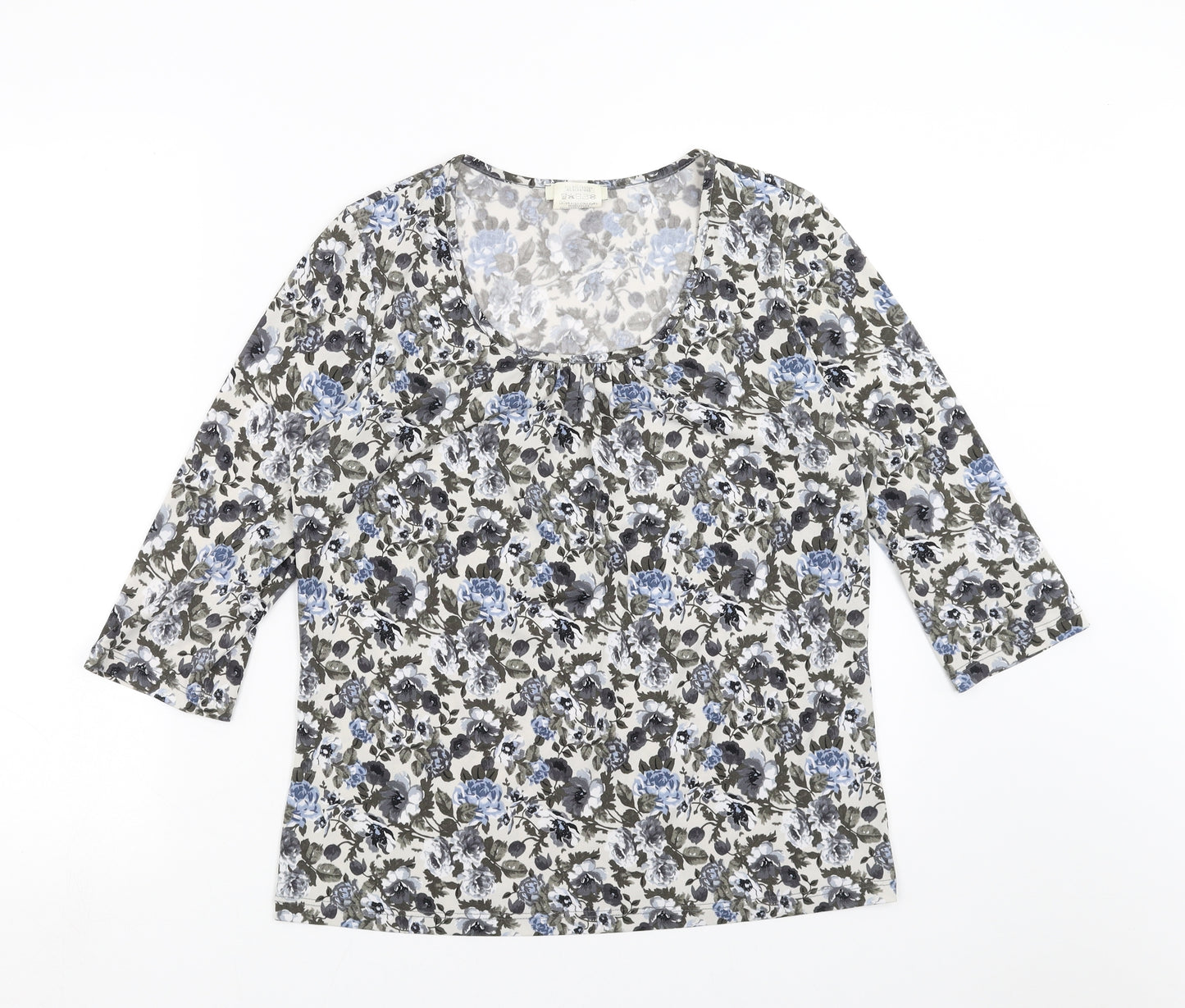 Kim &co  Womens Beige Floral  Basic Blouse Size M