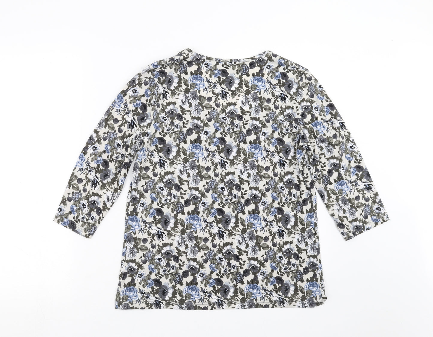 Kim &co  Womens Beige Floral  Basic Blouse Size M