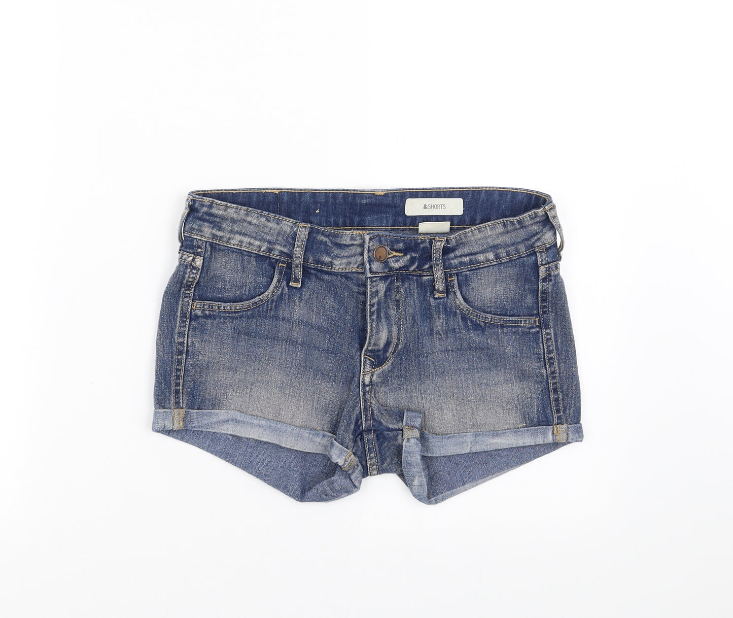 Topshop Womens Blue  Denim Hot Pants Shorts Size 8