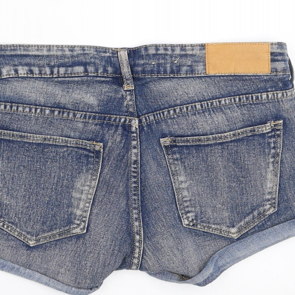 Topshop Womens Blue  Denim Hot Pants Shorts Size 8