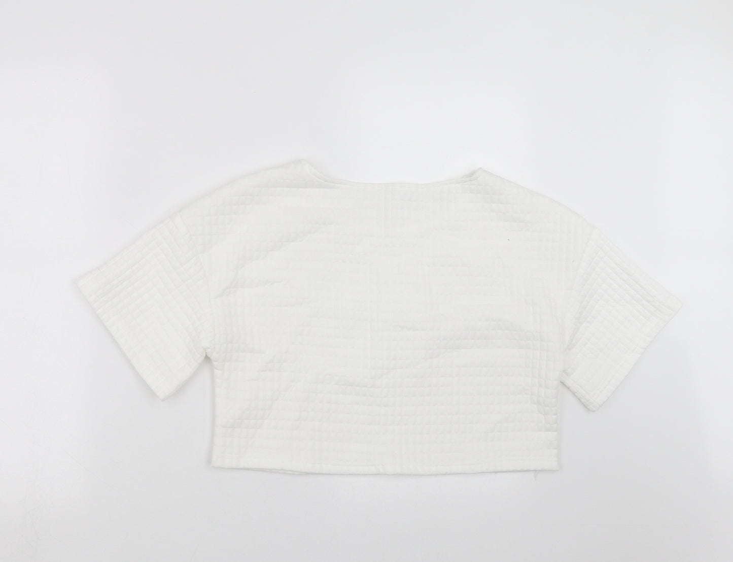 Preworn Womens White Check  Pullover Jumper Size S  - cropped