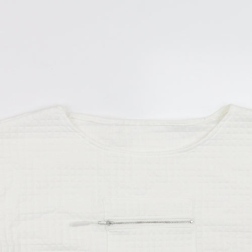 Preworn Womens White Check  Pullover Jumper Size S  - cropped