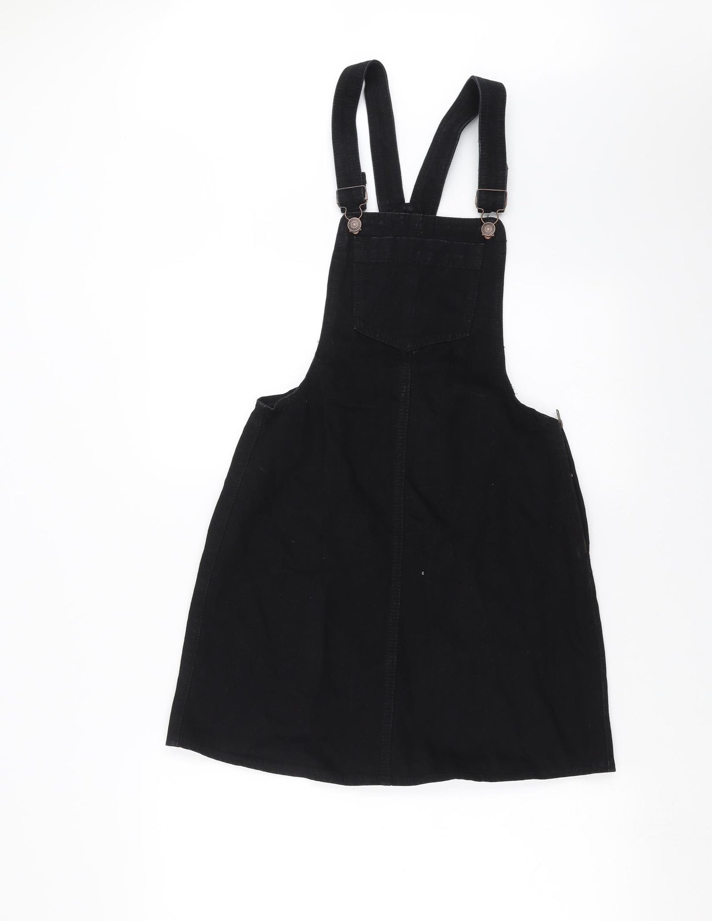 Brave Soul Womens Black  Denim Pinafore/Dungaree Dress  Size 8