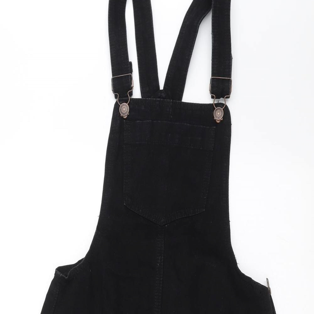 Brave Soul Womens Black  Denim Pinafore/Dungaree Dress  Size 8