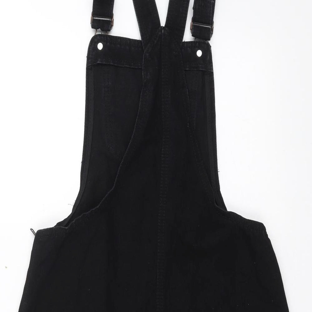Brave Soul Womens Black  Denim Pinafore/Dungaree Dress  Size 8
