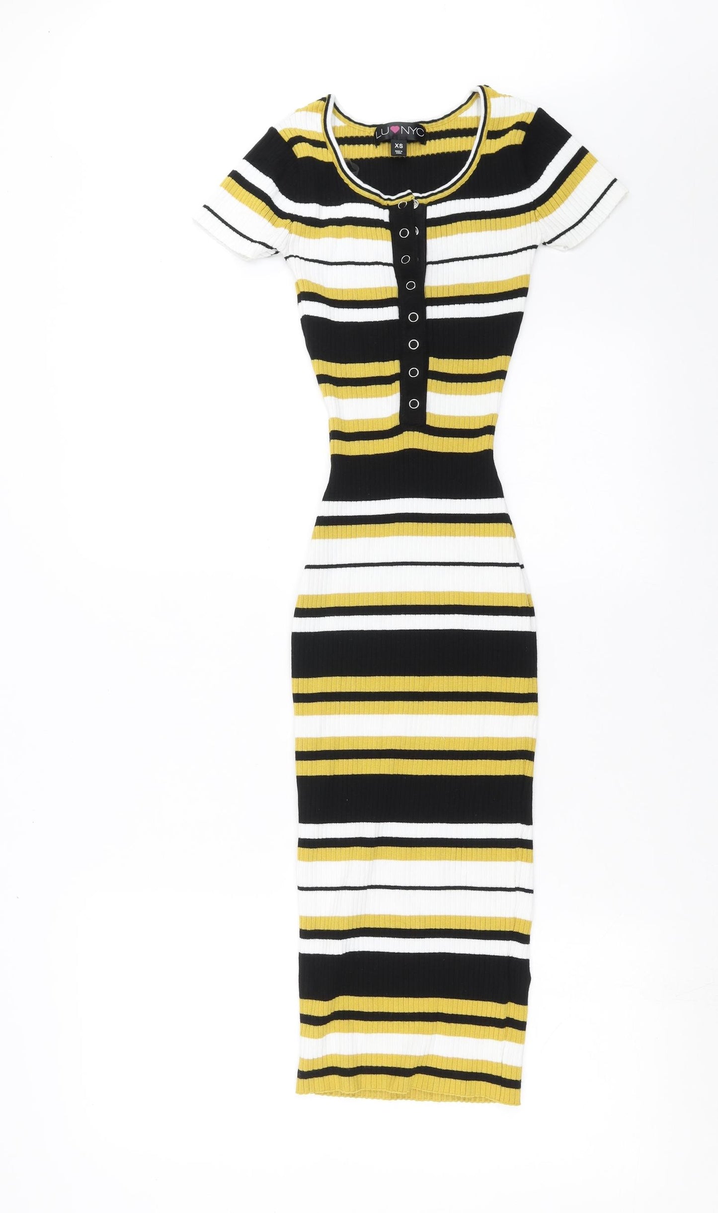 LU NYC Womens Black Striped Knit Bodycon  Size XS  - stretch fabric