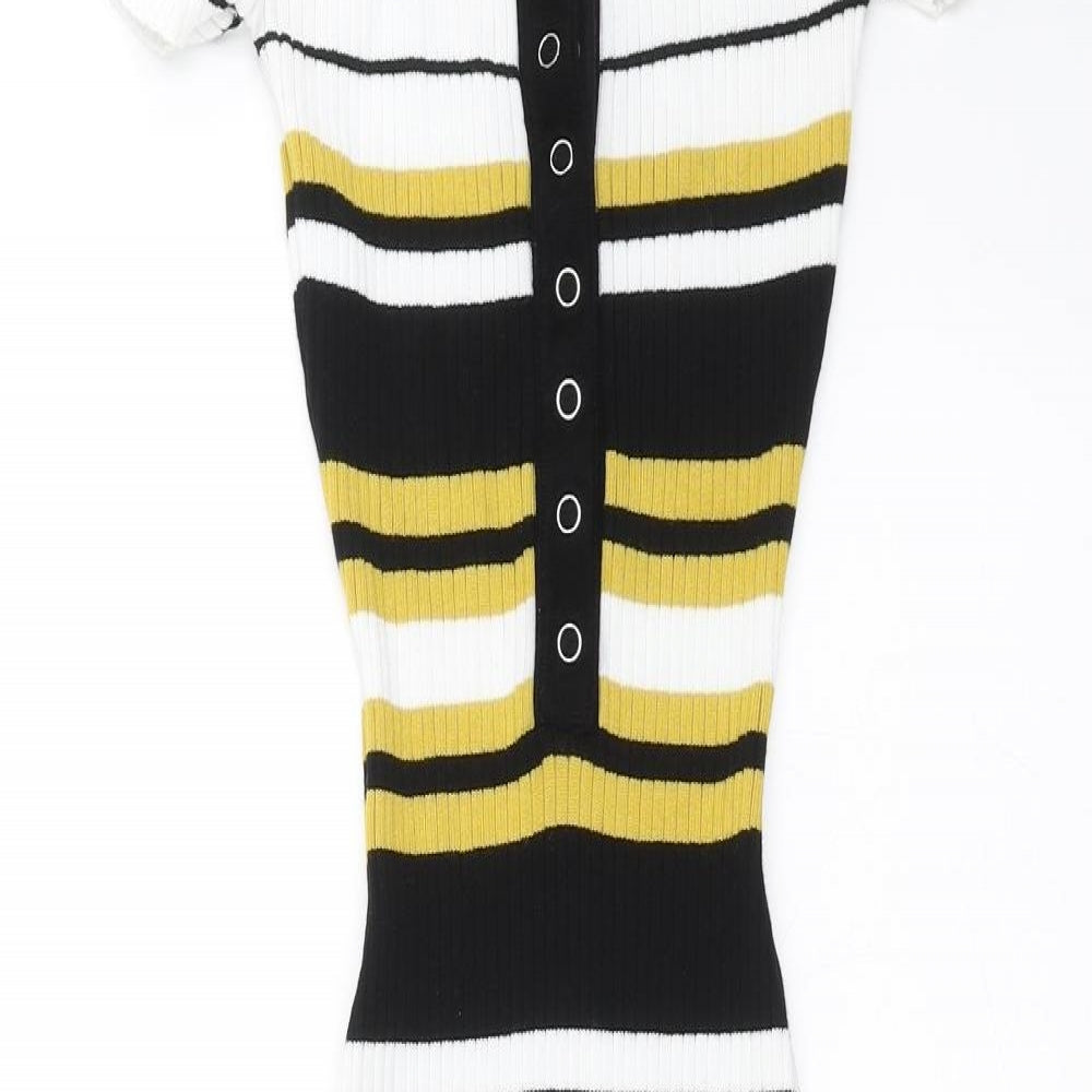 LU NYC Womens Black Striped Knit Bodycon  Size XS  - stretch fabric